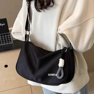 Casual High-End Crossbody Bag with Wide Shoulder Strap for Women and Men