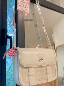 Casual Versatile Embroidered Shoulder Bag Girls Summer College Style Crossbody Purse ZIP Top High Quality PU Small Urban
