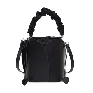 Chic Tulip Shaped Bucket Bag with Scrunchie Handle Petal Design Drawstring Purse for Women Party and Wedding