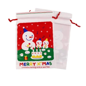 Christmas Style Drawstring Gift Bag Large Candy Holiday Cartoon Plastic Bag Christmas Drawstring Bag