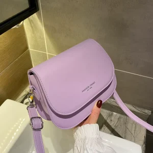 Classic Design Luxury Style Minimalist Solid PU Saddle Crossbody Bag Magnetic Flap Adjustable Strap Shoulder Handbag For Women