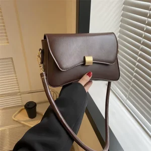 Classic Design Luxury Style Wave Bottom Flap Shoulder Bag Minimalist Solid PU Cylindrical Buckle Crossbody Handbag For Women