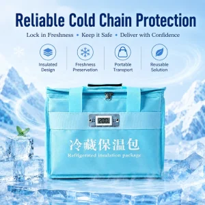Cold Chain Cooler Bag with Temperature Display for Seafood Grocery Beverage and Vaccine Transport