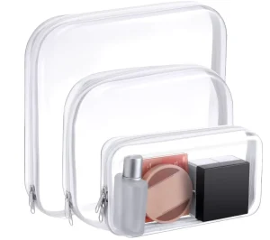 Compact Clear Waterproof Double Zipper Custom Print Stack Frame Transparent Storage Case for Brand Bulk Custom Order Supply