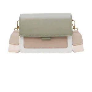 Contrast Color Leather Crossbody Bags for Women Travel Handbag Simple Shoulder Messenger Bag Ladies Cross Body Bag