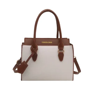 Contrast Color Simple Large Capacity Texture Handbag One Shoulder Diagonal Square Bag