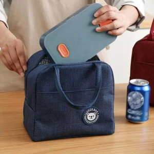 Cooler Handbag Waterproof Bento Pouch School Work Food Storage Bag Thermal Insulated Lunch Bag Zipper Oxford Cloth Portable