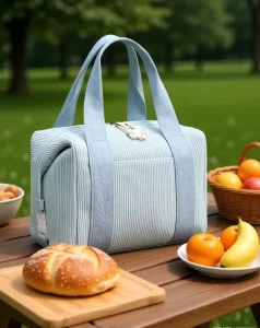 Corduroy Insulated Lunch Bag for Men Adults Leakproof Reusable Lunch Storage