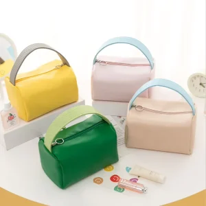 Cosmetic Bag for Bag Zipper Ins Style Candy Color PU Waterproof Portable Travel Large Capacity Storage Bag Stock