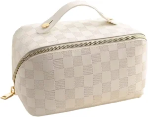 Cosmetic Bags for Women Waterproof Portable Pouch PU Leather Toiletry Bag