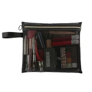 Cosmetic Bags with Zipper Lightweight Quilted Pouch Clear Mesh Cosmetic Bags for Travel