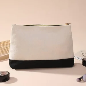 Cotton Canvas Cosmetic Bag Fashion Durable Sustainable Pouch Zipper Large Capacity Blank Custom Logo Coin Purse