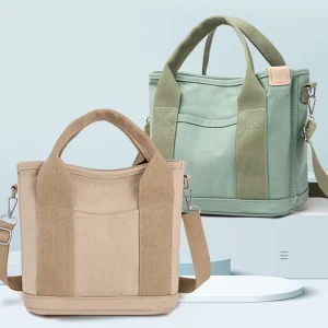 Cotton Tote Bag for Women Small Shopping Bags with Zipper Shoulder Satchel Handbag Canvas Crossbody Bag