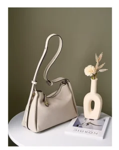 Cowhide Leather Hobo Bag Vintage Women Shoulder Crossbody Handbag