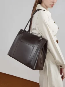 Cowhide Retro Solid Color Versatile Large Capacity Tote Bag Armpit Hand-held Shoulder Bag