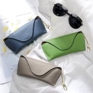 Creative Genuine Leather Sunglasses Case Portable Eyeglasses Storage Bag Ins Style High Grade Eyewear Pouch for Men Women