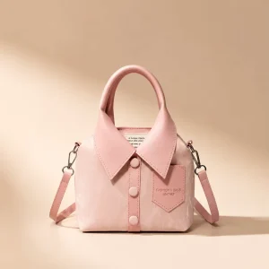 Creative Shirt Shape Handbag Women Cute Pink Collar Design Shoulder Bag Niche Design PU Leather Crossbody Bag
