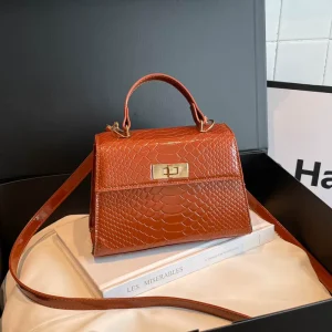 Crocodile PU Leather Handbag for Women Top Handle Crossbody Bag Elegant Evening Clutch for Daily Use