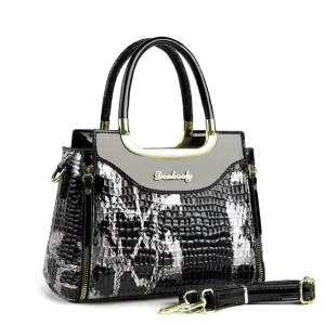 Crocodile Pattern Lightweight Waterproof Casual Tote Crossbody Bag Fashion Handbag for Daily Use