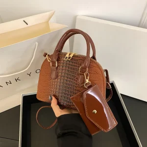 Crocodile Pattern Set New Zipper Women’s Shape Design Shoulder Bag for Women