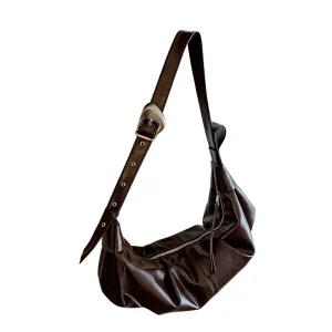 Croissant Crossbody Bag Large Capacity Zipper Closure PU Women’s Horn Dumpling Design
