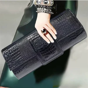 Cross Border Exclusive Women’s Fashionable Retro Large Capacity crocodile Patterned Commuting Handbag