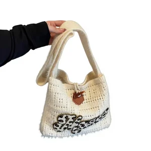 Cross-Border Knitted PU Women’s Small Bag New Style Fashion Mori Style Instagram Style Under-Arm Shoulder Bag Open Winter