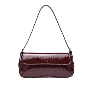 Cross Border Spanish Women’s Wine Red Small Bag Flap Shoulder Commuter Fashion All Match Simple Underarm Handbag PU