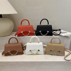 Cross-Border Women’s Bags PU Simple Solid Color New Style Fashionable All-Match Shoulder Crossbody Bags