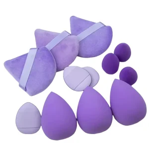 Cross border Bestseller Solid Color for 12 Piece Set Mini Thumb Shaped Hydrophilic Non Latex Flocked Powder Puff