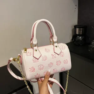 Cross border Japan Printed PU Crossbody Bag Women’s New Texturized Fashion Pillow Bag Casual Shoulder Bag Chains