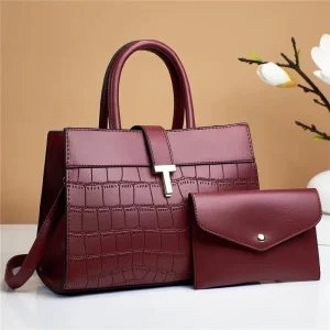 Cross border Women’s New Trendy Vintage Lady Mother Daughter Large Capacity PU Zipper Handbags Elegant Shoulder Crossbody