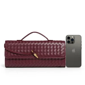 Cross-border Woven PU One-Shoulder Bag Fashionable Horizontal Clutch Accordion-style Womens Bag