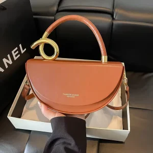 Crossbody Bag Designer Pu Leather Semi Circular Handbag Elegant and Fashionable Hard Womens Shoulder Bag