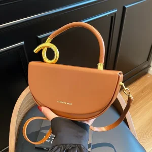 Crossbody Bag Hot Selling Designer Pu Leather Semi Circular Handbag Elegant And Fashionable Hard Womens Shoulder Bag