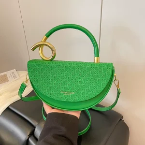 Crossbody Bag New Designer PU Leather Semi Circular Handbag Elegant and Fashionable Hard Womens Shoulder Bag