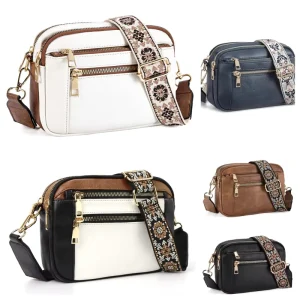 Crossbody Bags for Women Vegan Leather Purses Small Shoulder Handbags with Wide Strap
