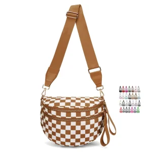 Crossbody Bum Bags for Women Fashion Waist Fanny Pack Belt Bag Checkered Purse Handbags Wallets Purses Trendy Shoulder Bag