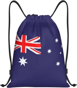 Custom Australian Flag Drawstring Backpack Patriotic String Backpack for Soccer Football Fan