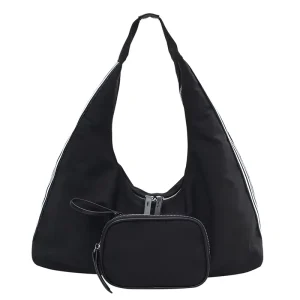 Custom Black Large Capacity Waterproof Reusable Casual Beach Shoulder Bag with Polyester Lining