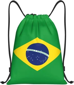 Custom Brazil Flag Drawstring Bag Backpack Sack for Gym Sports Yoga Dance Hiking Travel