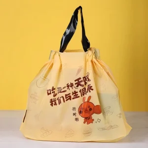 Custom Colorful PE Drawstring Plastic Bags for Shopping Gift Clothing Restaurant Food Takeout