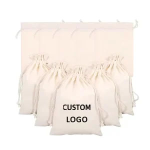 Custom Cotton Canvas Velvet Drawstring Bag Eco friendly Reusable Garment Storage and Shoe Dust Packaging with Custom Logo Print