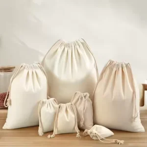 Custom Cotton Drawstring Pouch Bag Organic Cotton Gift Jewelry Packaging Bag Eco friendly Storage Gift Bag Cotton Drawstring