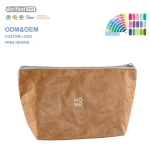 Custom Cotton Lining Can Be Folded Custom Logo Printing Waterproof Tyvek Zipper Pouch Cosmetic Bag