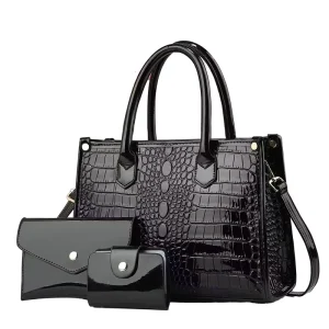 Custom Crocodile Pattern PU Leather Shoulder Women’s Elegant Crocodile Pattern PU Zipper Closure Crossbody Bag
