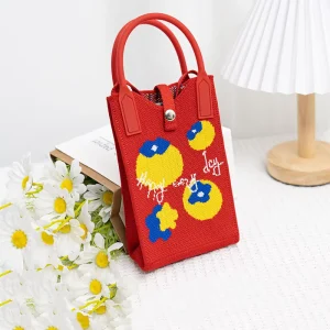 Custom Design Crossbody Knit Handbag for Spring Summer Mini Daily Mobile Phone Bag with Open Closure Single Shoulder Bag