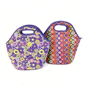 Custom Design Insulated Lunch Tote Bag Sublimation Printing Kids School Lunch Box Cooler Bags Thermal Neoprene Lunch Cooler Bag