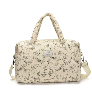 Custom Design Quilted Waterproof Floral Shoulder Bag Polyester Reusable Zipper Tote Bag Light Weight Fabric Handbag