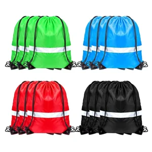 Custom Drawing String Nylon Bag Multi Color Portable Polyester Shopping Cloth Takeway Promotion Reflective Drawstring Backpack